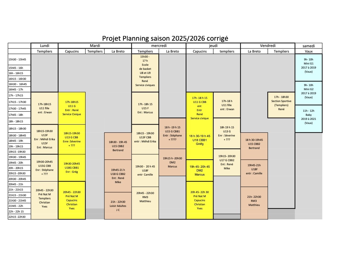 Planning saison 2025-2026
