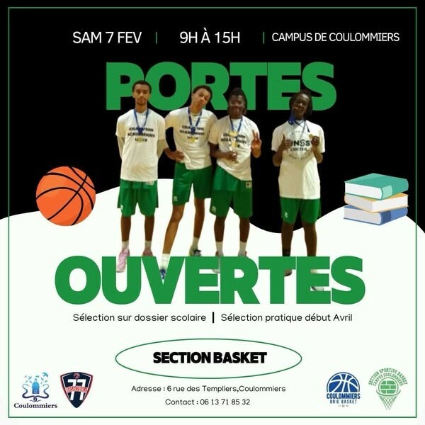 Portes ouvertes le samedi 7 février 9h à 15h au lycée sur notre section basket