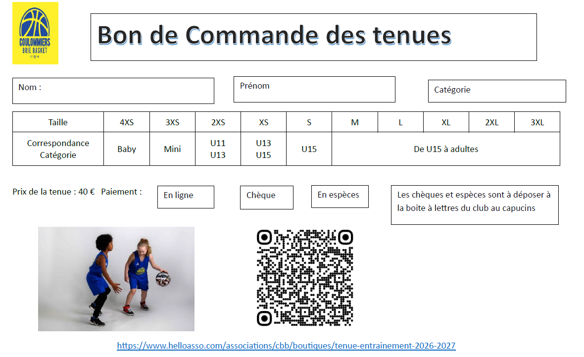 Doc pour commander la tenue de vos enfants