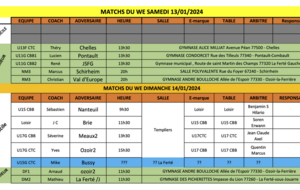 Match du Week-End du 13 et 14 Janvier