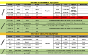 Match du Week-End du 20 et 21 Janvier