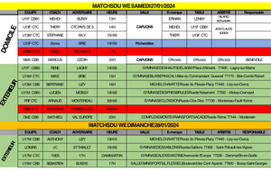 Match du Week-End du 27 et 28 janvier