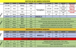 Match du Week-End du 23 et 24 mars