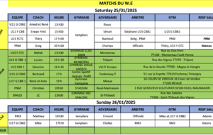 	Match du Week-End du 25 et 26 janvier
