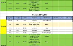 Match du Week-End 29 et 30 mars