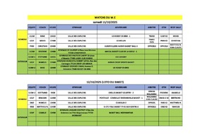 Match du Week-End 11 et 12 octobre