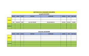 Match du Week-End 18 et 19 octobre