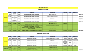 Match du week-end 17 et 18 janvier