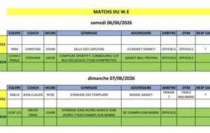 Match du week-end 06 et 07 juin