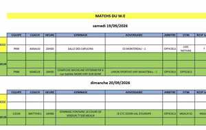 Match du week-end 19 et 20 septembre