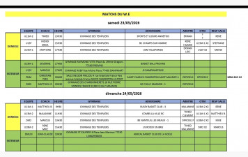Match du week-end 23 et 24 mai