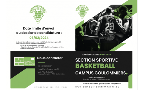 Candidatures élèves - Section Sportive Scolaire Basket-ball Lycée Campus de Coulommiers