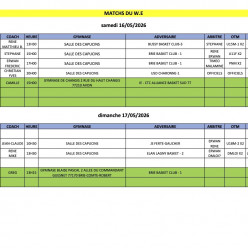 Match du week-end 16 et 17 mai