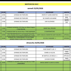 Match du week-end 23 et 24 mai
