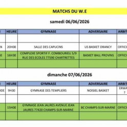 Match du week-end 06 et 07 juin